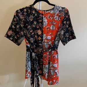 Zara Printed Silk Shirt with Belt